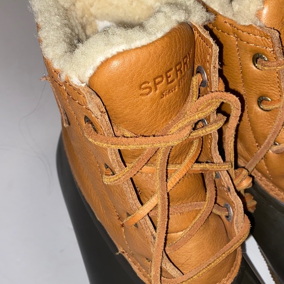 Sperry Tan / brown Leather salt water winter luxe duck Waterproof boot - Picture 2 of 9